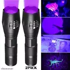 2x UV Ultra Violet Light Flashlight Blacklight Zoom 2 Mode Torch Inspection Lamp