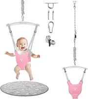 Baby Jumper with a Ceiling Hook for Infant & Toddlers, Kids Door Jumper with Adjustable Chain, Protable Baby Jumpers and Bouncers for Indoor/Outdoor, Baby Doorway Jumper with Soft Rug
