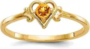[JewelryWeb] 14k Yellow Gold Polished November Love Heart Ring Size 7 Statement-Ring for Women