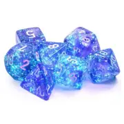 Dice - Chessex 7 Polyhedrals - Borealis Purple/White Set (Glow in the Dark)