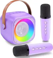 Mini Karaoke Machine for Kids Adults Bluetooth Speaker with 2 Wireless Microphon