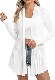 [iClosam] Women's Long Cardigan Knitted Coat Plain Thin Jacket Knitted Long Sleeve Lightweight Elegant
