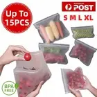 Reusable Silicone Food Storage Bags Zip Lock Fresh Vacuum Sealer Pouch PEVA AU