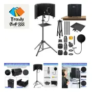 Microphone with Pop Filter & Tripod Stand, Foldable Mic Shield with Triple So...