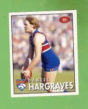 1996 AFL SELECT STICKER, #91 DANIEL HARGRAVES, FOOTSCRAY BULLDOGS