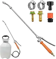 All Metal Replacement Sprayer Wand,1/4" & 3/8" Brass Barb Sprayer Wand Replacement, Stainless Steel Sprayer Wand with Shut off Valve & 2 Hose Clamps (Upgrade 29 Inches Sprayer Wand)