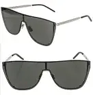 SAINT LAURENT MASK YSL SL1B 002 Silver Black Unisex Shield Angular Sunglass SL1