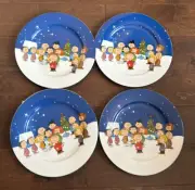PEANUTS ZRIKE CHARLIE SNOOPY CHRISTMAS Stars 4 DINNER PLATES New Blue