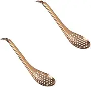 iplusmile 2pcs Stainless Steel Slotted Spoon Caviar Mesh Strainer Bowl Cooking Utensils