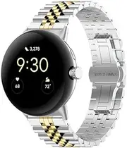[Erkic] WIVASS Metal Watch Band Compatible with Google Pixel Watch with Links Remover Tools Stainless Steel Metal Wristband Straps Compatible for Pixel Watch 2022 Men Women Silver/Gold
