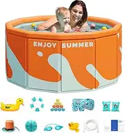 ETUCYNG Outdoor Swimming Pool | Non-Inflatable Folding Kiddie Pool,Foldable Swimming Pool for Boys, Girls, Adults, Families, Pets