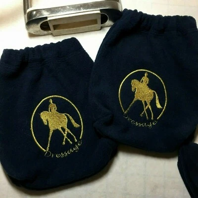 English, Iron Covers, Stirrup Protectors, Bags, Navy Blue Embroidered