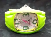 Chronotech Neon Green Parah Rectangle Unisex Watch Men Women Polycarb. Rubber