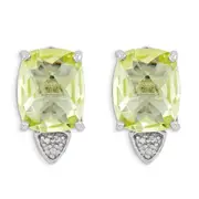 Sterling Silver Lemon Quartz and Diamond Earrings