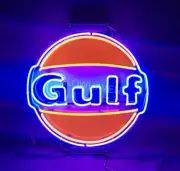Gulf Gasoline with Logo Printed Neon Sign Garage Shop Gift Decor Custom 24"x24"