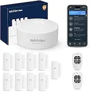 tolviviov Home Alarm System(2nd Gen), 12 Pieces Smart Home Alarm Security System DIY No Monthly Fee, Phone Alert, Alarm Siren, Door/Window Sensors, Remotes, Work with Alexa, for House Apartment Office