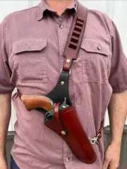 HANDMADE GENUINE LEATHER SHOULDER HOLSTER FOR GUN HOLSTER FIT BARREL 4"-8" US