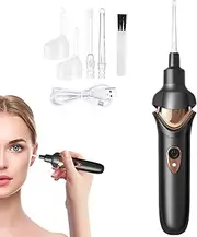 Ear Wax Removal Kit - Electric Earwax Cleaner with Lights, Ear Wax Vacuum Removal Tool, USB Charging Vibration Painless Ear Wax Pick, Portable Ear Cleaner Electric Ear Suction for Kids Adults (Black)