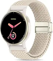 EverAct 20mm Magnetic Braided Watch Bands Compatible with Garmin Vivoactive 5/Vivoactive 6/3/3 Music/Venu Sq 2/Venu, Quick Release Nylon Soft Sport Stretchy Strap for Forerunner 55/165/245/645