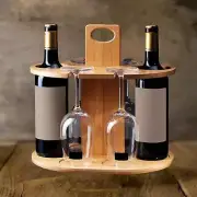 Countertop Wine Rack Wine Bottle Holder Table Top Bamboo Portable Bottle Shaped