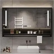 Anti-Fog Bathroom Mirror Cabinet, LED Lighting, High-Definition Mirror Surface, Suitable for Corridors, Bedrooms and Living Rooms (Color : Gray, Size : 100cm)