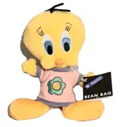 Warner Bros Tweety Bean Bag 8" Plush Flower Shirt Hanna Barbara Vintage New