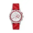 Burberry BU9809 The City Chrono Sliver Dial Red Rubber Starp 42mm Men's Watch