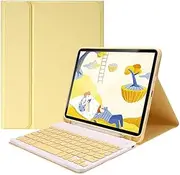 Cute Color Keyboard Case for iPad 10th Generation 10.9 Inch 2022 - Protective Case with Pencil Holder and Wireless Magnetically Detachable Bluetooth Keyboard(Yellow)