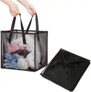Collapsible Mesh Laundry Basket with Handles Popup Laundry Hamper Bag 1PC