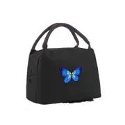 2Pcs Small Black Thermos Lunch Box Bag Zip Snacks Containers Insulated Thermal Cooler Food Bag for Kids Women Men Work Blue Butterfly
