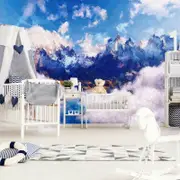 Cloudy Mountain Kids Wall Mural L32