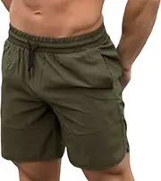 [Maizoon] Men's Mid-Length Solid Gym Workout Shorts Quick Dry Lightweight Training Pants with Drawstring and Pockets for Basketball Hiking Tennis and Sports