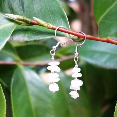 Natural Crystal Rose Quartz Chip Prosperity Healing Earrings