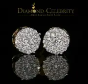 925 Sterling Yellow Silver 2.3ct Cubic Zirconia Round Women's Stud Earring