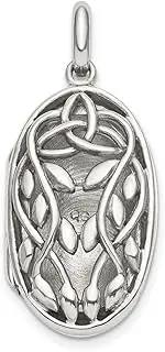 [JewelryWeb] 14mm 925 Sterling Silver Artisan Oxidized Filigree Locket Pendant-Locket Necklace for Women