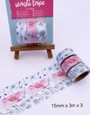 Japan Washi Tape - Flowers 3 Rolls set 15mmx3mx3 MT5391