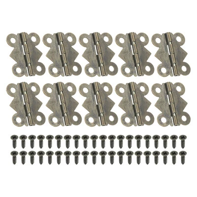Small Jewelry Box Hinge 7/8 inch, 10 Pack 90-degree Butterfly Hinge, Brown