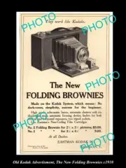 OLD LARGE HISTORIC KODAK CAMERA ADVERTISMENT THE NEW FOLDING BROWNIES c1910