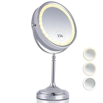 Super Zoom 15X Magnifying Makeup Mirror with Lights - 15X & 1X Make Up Vanity