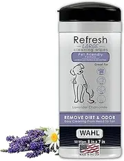 Wahl Dog Wipes Refresh Cleaning Wet Wipes, Remove Pets at Home Dirt and Odors, pH Balanced, Alcohol Free and paraben Free, 50 Wipes, Lavender Chamomile