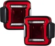 Sequential LED Tail Lights compatible with Jeep JL Wrangler 2018-2025 (pair), Red