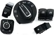 5pcs/set Car Chrome Fuel Headlight Mirror Window Switches Fit for VW Fit for Eos Fit for Golf R32 Fit for GTI MK 5 6 V VI 5ND959565A 5ND959855 5K3959857