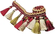 STARTIST Tassel Lace Trim Long Fringe Trim Sewing Polyester Tassel Polyester Fringe for Lampshade Quilting Home Decoration Dress, red