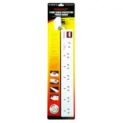 Ultracharge 6-Socket Surge Protection Power Strip Board 1m Cord Extension White