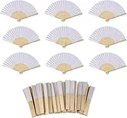 Tuklye 20 Pcs White Bamboo Folding Fan Paper Folded Fan,Wedding Fans Folded Fan for Bridal Dancing Party Favors Church Home Office Decoration Gift DIY
