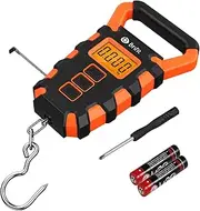 [AMIR] Digital Fishing Scale with Ruler, 15g/50kg Electronic Digital Luggage Scale, 110lb Max Fishing Postal Hanging Hook Scale with Measuring Tape, Backlit LCD Display (Batteries Included)