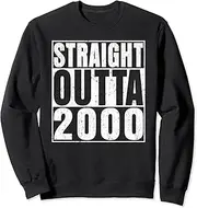 [X.Style] Straight Outta 2000 23 Years Old Vintage 23rd Birthday Sweatshirt ds1805 Sweatshirt (S) Black