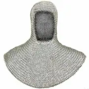 Medieval Mild Steel Chainmail Coif Wedge Riveted Flat Ring Ancient Chain mail