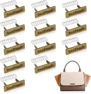 12 Pieces Handmade Metal Labels with Shim Rectangle Alloy Tags Hand Made Printed
