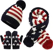 [Generic] Boys And Girls Winter Toddlers Hat Scarf Gloves Warm Knit Beanie Scarf Gloves Set